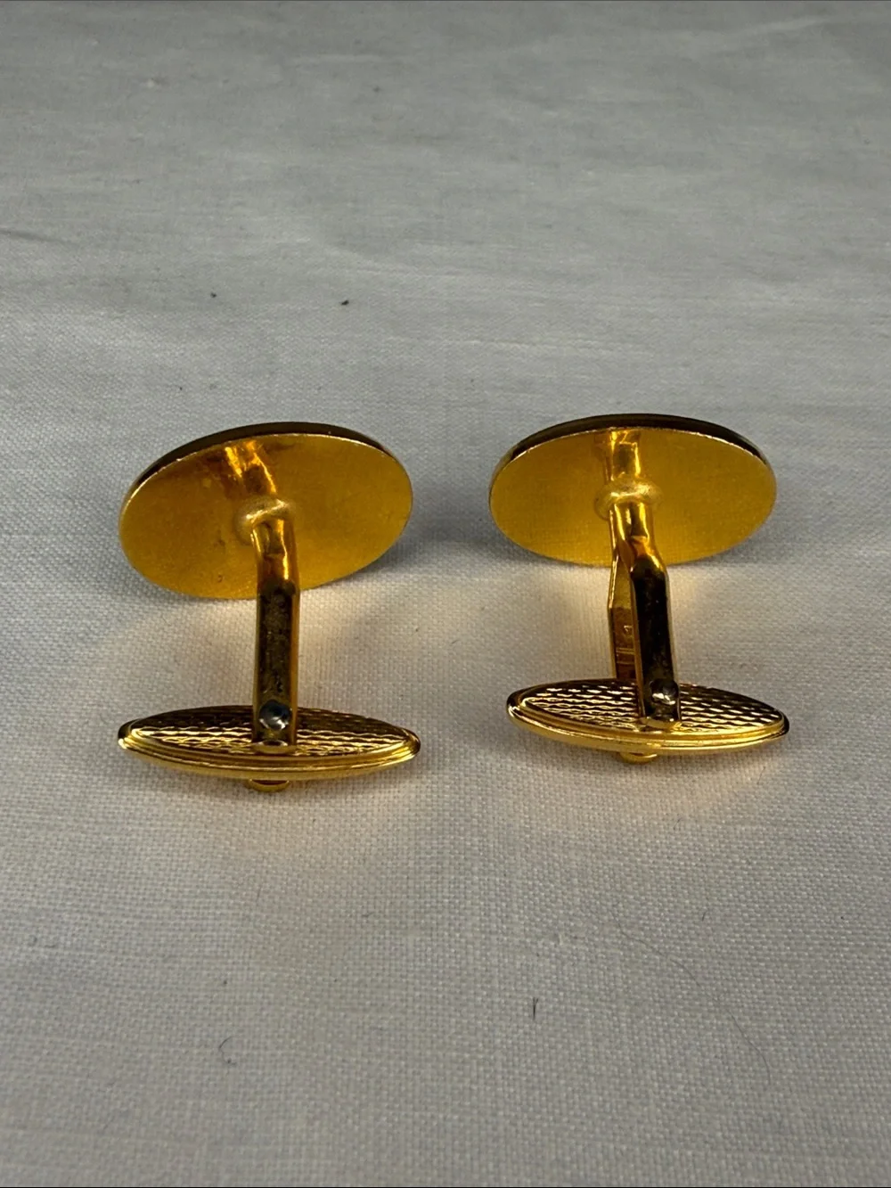 Vintage Dunhill Gold Tone Black Enamel Logo Oval Cufflinks 1